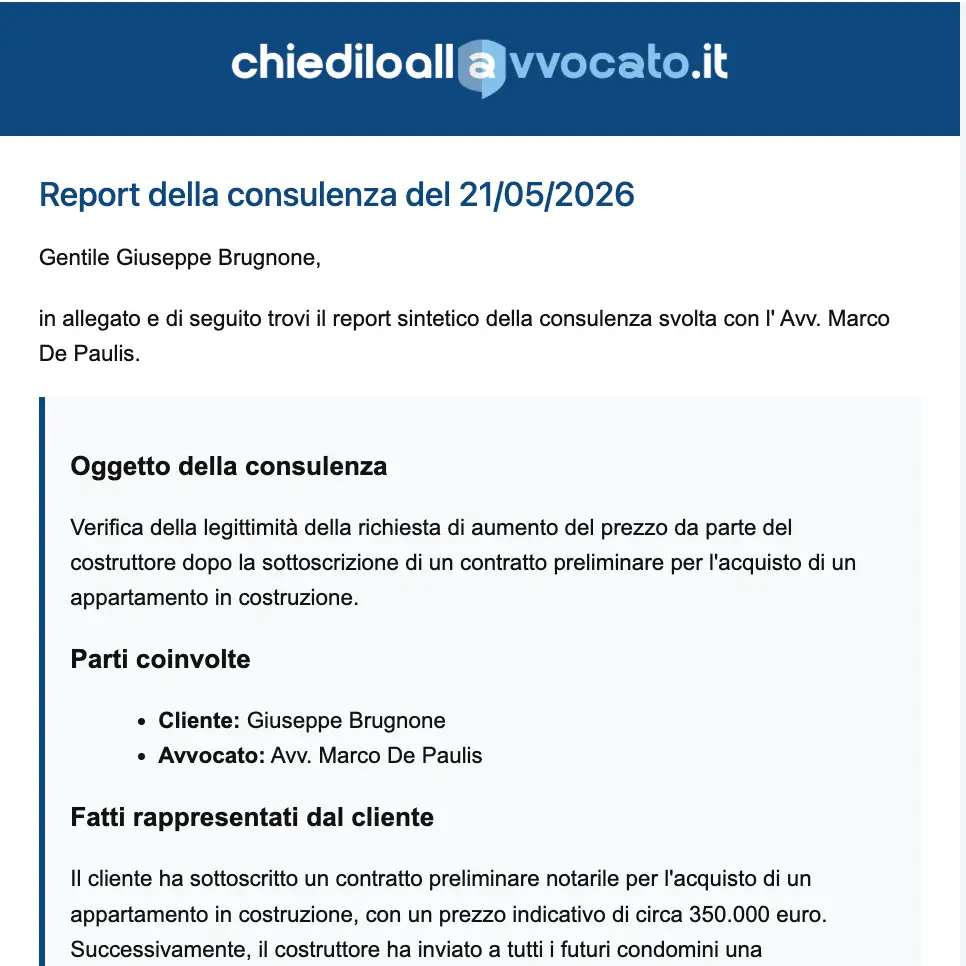 Report AI personalizzato della consulenza